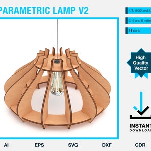 Wooden lamp vector dxf, svg, eps, ai, cdr file - CNC project for laser cut - plywood lamp template - instant download file - parametric
