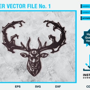 Deer vector SVG - animal laser cut file - silhouette Cricut stencil - vinyl cutting - clip art - dxf wall art for plasma cutters and CNC