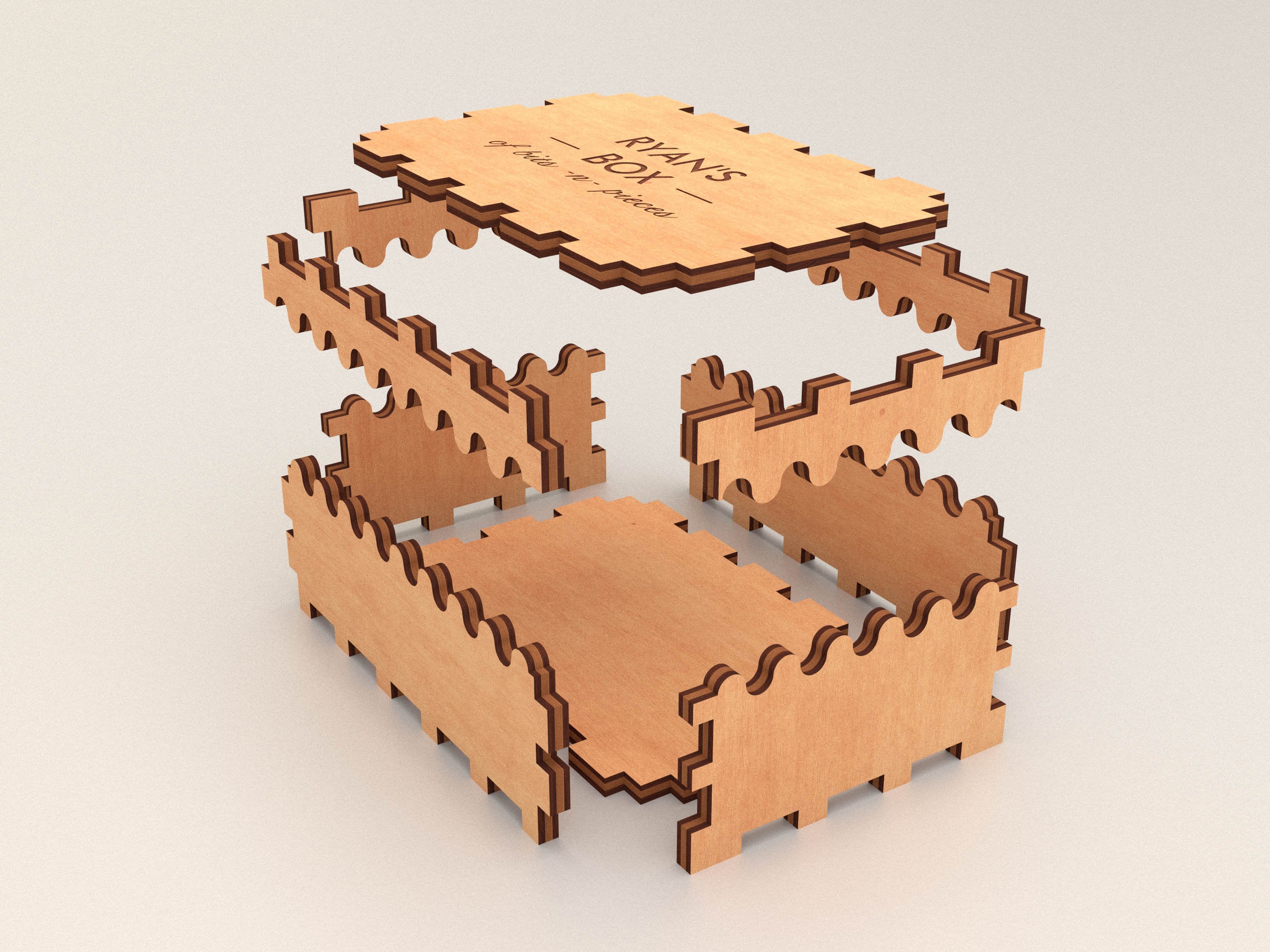 Wooden Laser Cut Box Vector Cnc Project Wood Box for Bits N Pieces