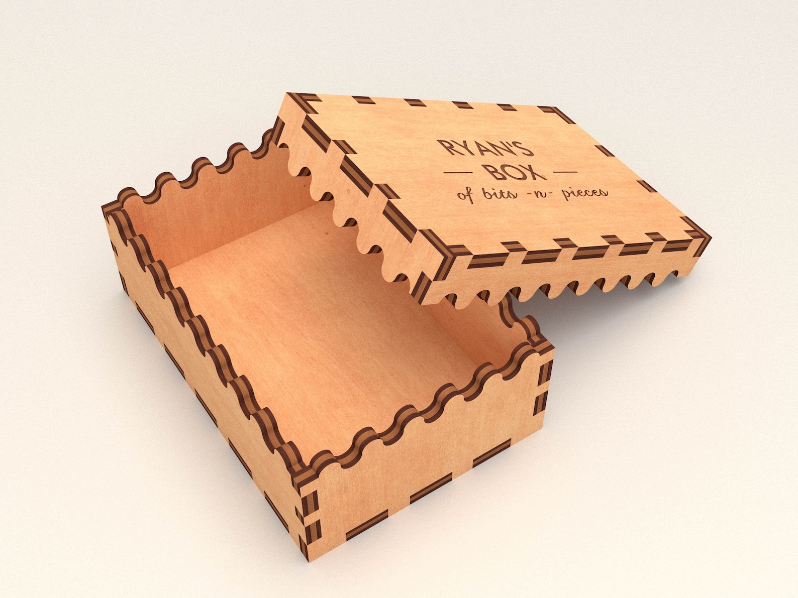Wooden Laser Cut Box Vector Cnc Project Wood Box for Bits N Pieces