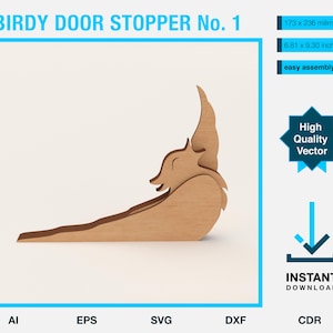 Birdy door stopper vector file - laser cut wooden door stop svg template - dxf, eps, ai, cdr, wmf file for cnc