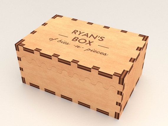 Wooden Laser Cut Box Vector Cnc Project Wood Box for Bits N Pieces