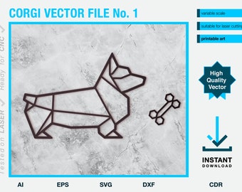 Corgi vector SVG - animal laser cut file - silhouette Cricut stencil - vinyl cutting - clip art - dxf wall art for plasma cutters and CNC