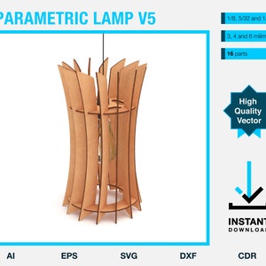 Laser cut lamp design vector dxf, svg, eps, ai, cdr file - cnc project wood lamp - instant download file - cnc pattern
