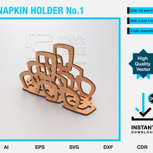 Serviette Halter Vektor Vorlage für CNC - Projekte für Laserschneiden, Svg-Datei, Sperrholz oder Acryl 3mm und 4mm No.1