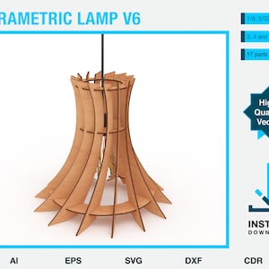 Wooden lamp vector dxf, svg, eps, ai, cdr file - cnc project for laser cut - plywood lamp template - instant download file - cnc pattern