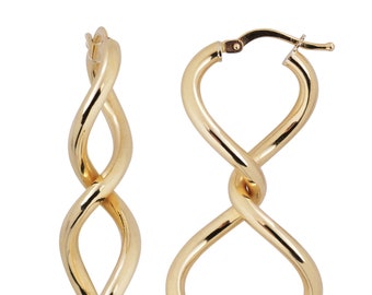 10k Yellow Gold High Polish Figure Eight Hoop Earrings