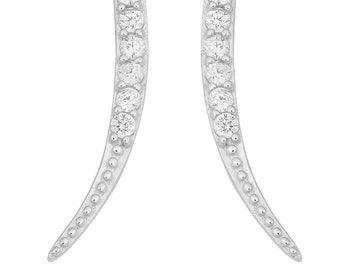 Sterling Silver With Cubic Zirconia Stylish Tusk Earrings