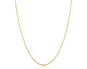 14k Yellow Gold Filled 1 mm Singapore Chain Pendant Necklace For Women (14, 16, 18, 20, 22, 24 or 30 inch)