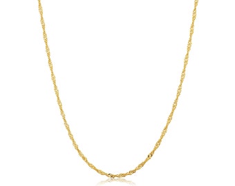 14k Yellow Gold Filled 1.7 mm Singapore Chain Pendant Necklace for Women (16, 18, 20, 22, 24 or 30 inch)