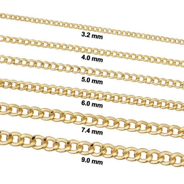 Solid 14k Yellow Gold Filled Miami Cuban Curb Chain Necklace for Men and Women (3.2 mm, 4 mm, 5 mm, 6 mm, 7.4 mm or 9 mm) | 18 - 30 inches