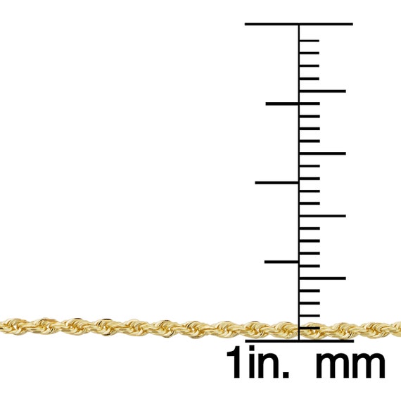 14k Yellow Gold Rope Chain Necklace 1.5 Mm, 14, 16, 18, 20, 22, 24