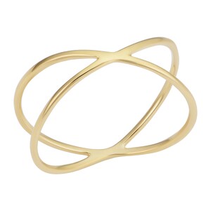 14k Yellow Gold Criss Cross X Knuckle Ring, Size 6 - 9 | Minimalist Jewelry