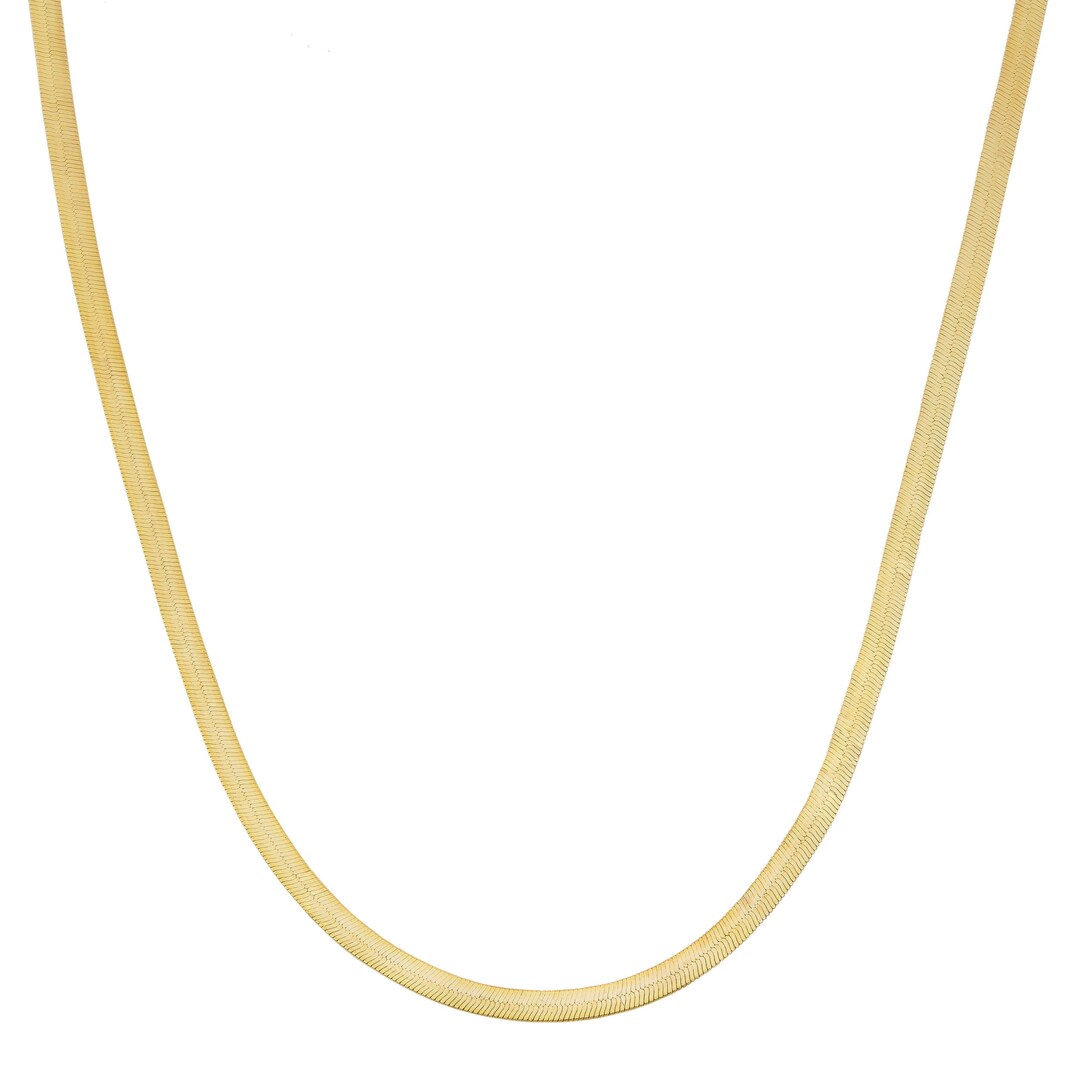 10k Yellow Gold 1.67 Mm Herringbone Chain Necklace for Women - Etsy