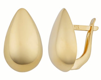 14k Gold Pear Shaped Omega Back Earrings (yellow gold or rose gold)