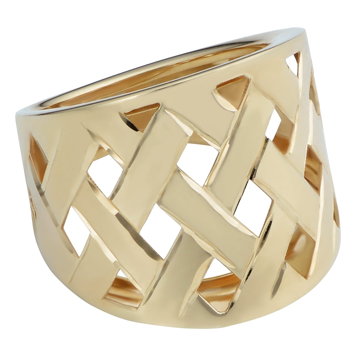 14k Yellow Gold High Polish Lattice Ring 19mm wide Etsy