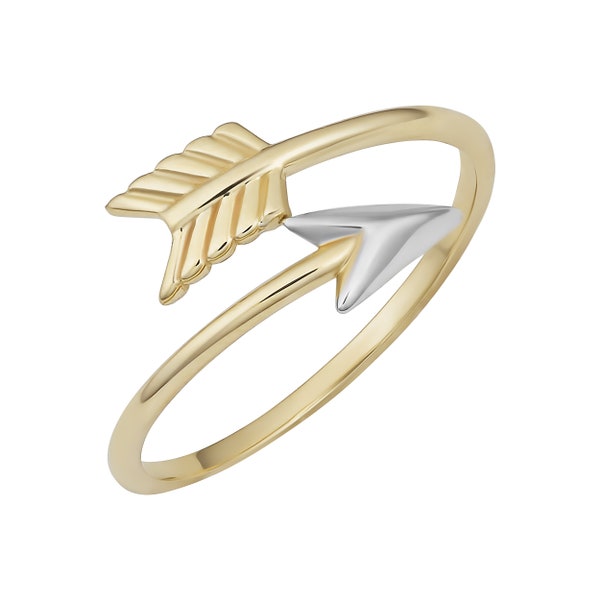 10k Two-Tone Gold Bypass Arrow Ring (size 6, 7, 8 or 9)