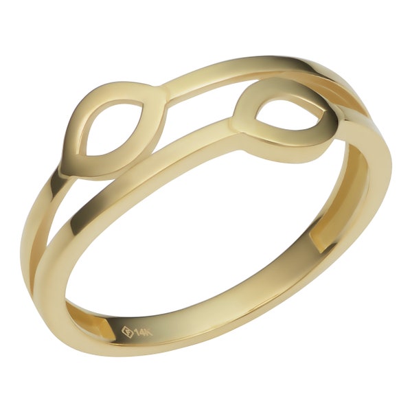 14k Yellow Gold 7 Mm Double Marquise Shape Ring