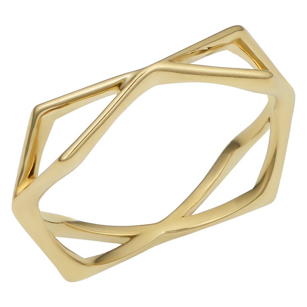 14k Yellow Gold Geometric Ring | Minimalist Jewelry for Women
