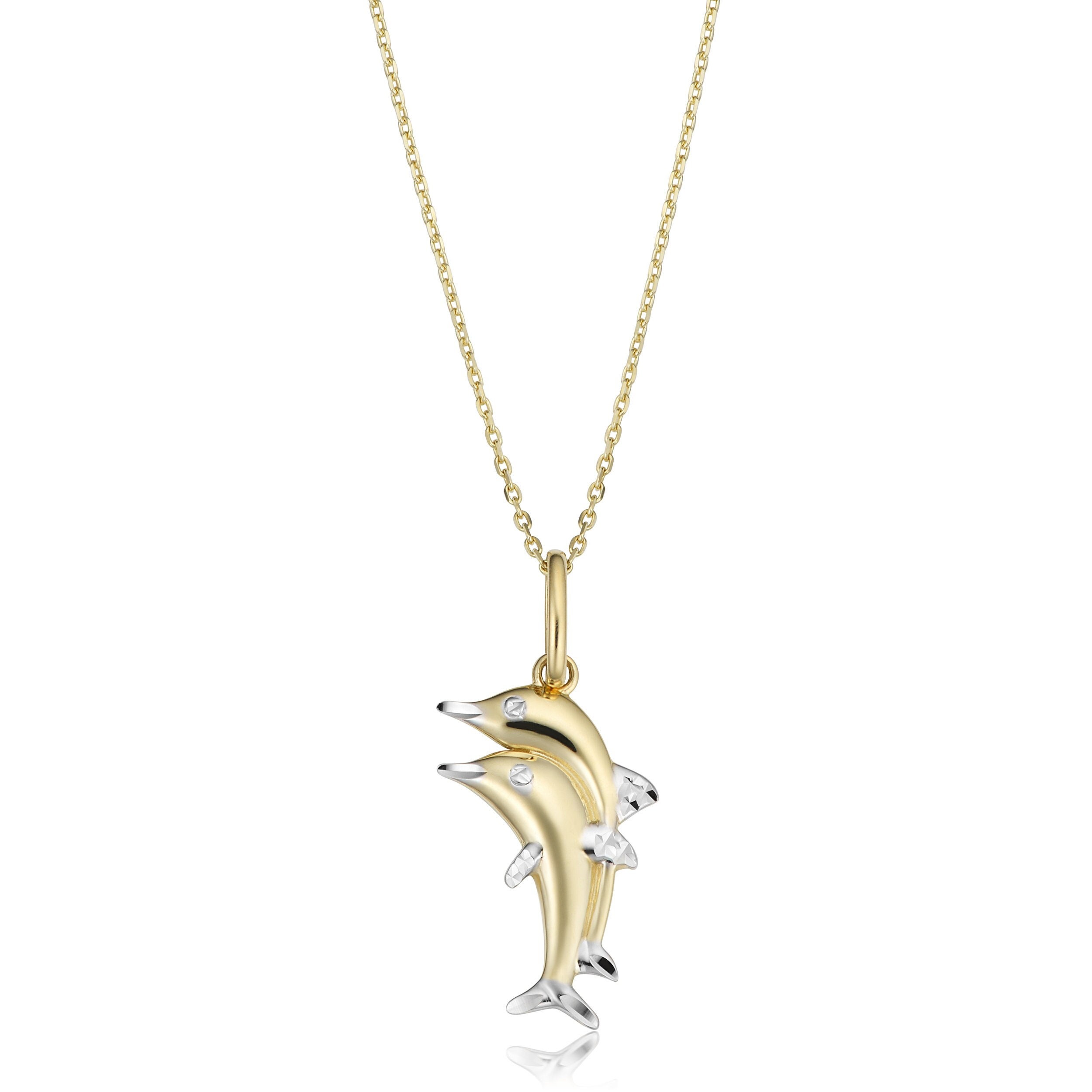 14k Two-tone Gold Dolphin Necklace fits 16 or 18 - Etsy