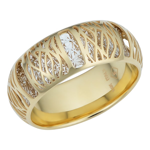 14k Two-tone Gold 7.3 mm Filigree Band Ring