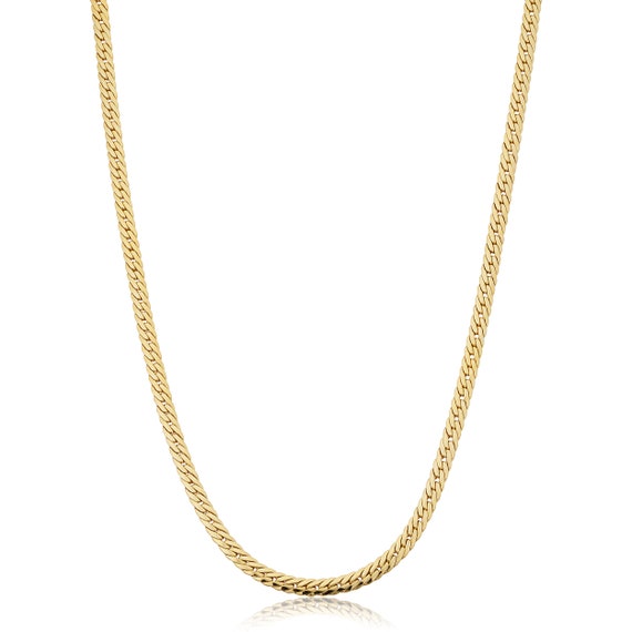 Solid 14k Yellow Gold Filled 3.9 Mm Bombay Curb Chain Necklace for