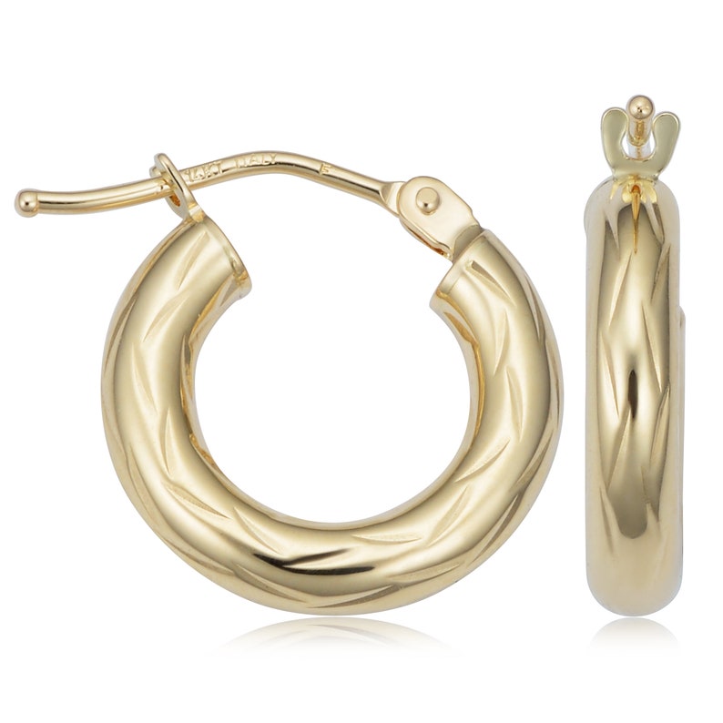 14k Yellow Gold Small Huggie Hoop Earrings