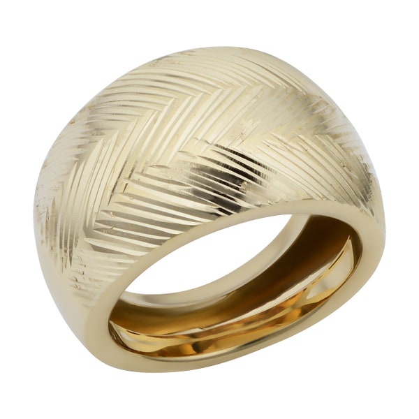 14k Yellow Gold Diamond-cut Cigar Band Ring