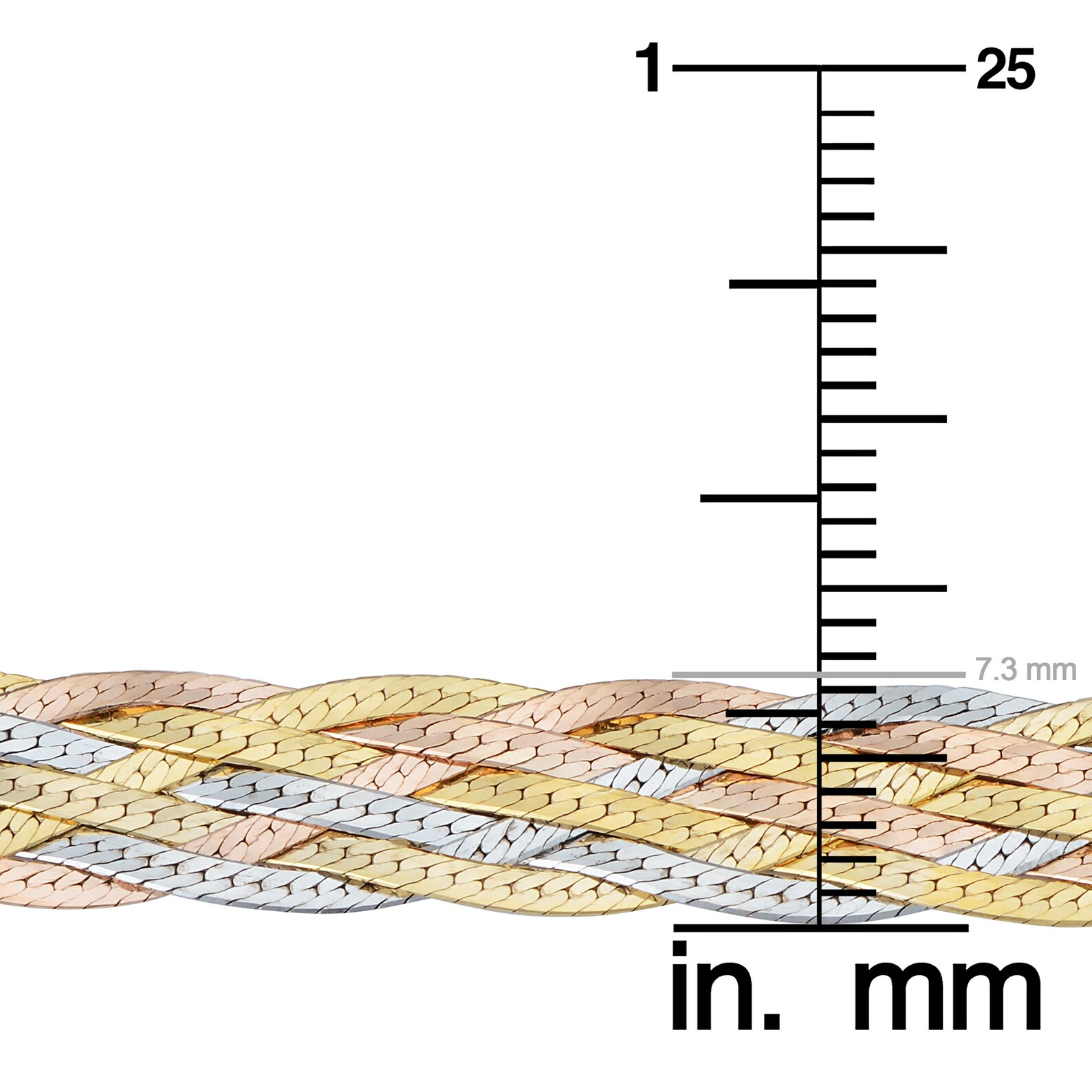 10k Tricolor Gold Braided Herringbone Bracelet 7.3mm 7.5 Etsy