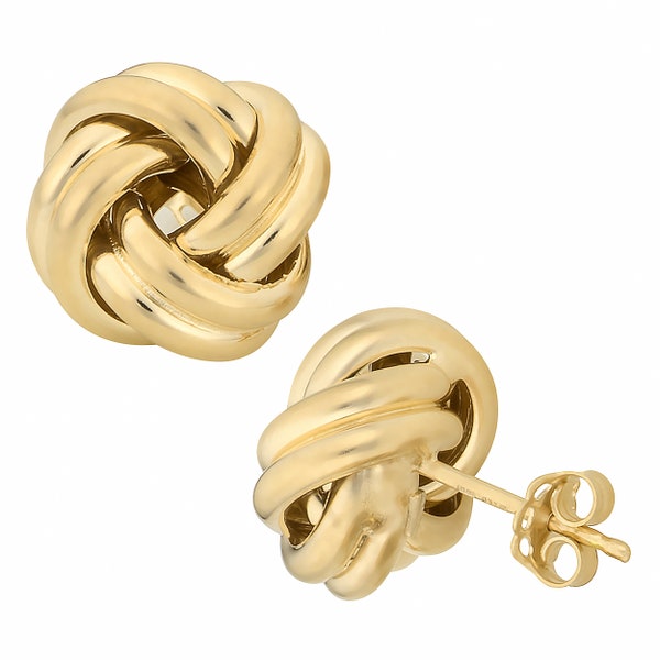 10k Yellow, White or Rose Gold Polished Love Knot Earrings (12 mm)