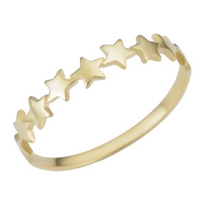 14k Yellow Gold Row of Star Ring | Minimalist Jewelry for Women