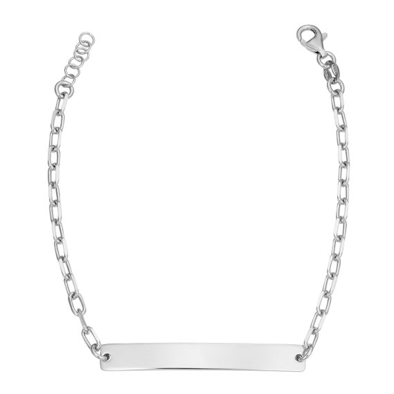 925 Sterling Silver With Rhodium Plating Id Bar Bracelet