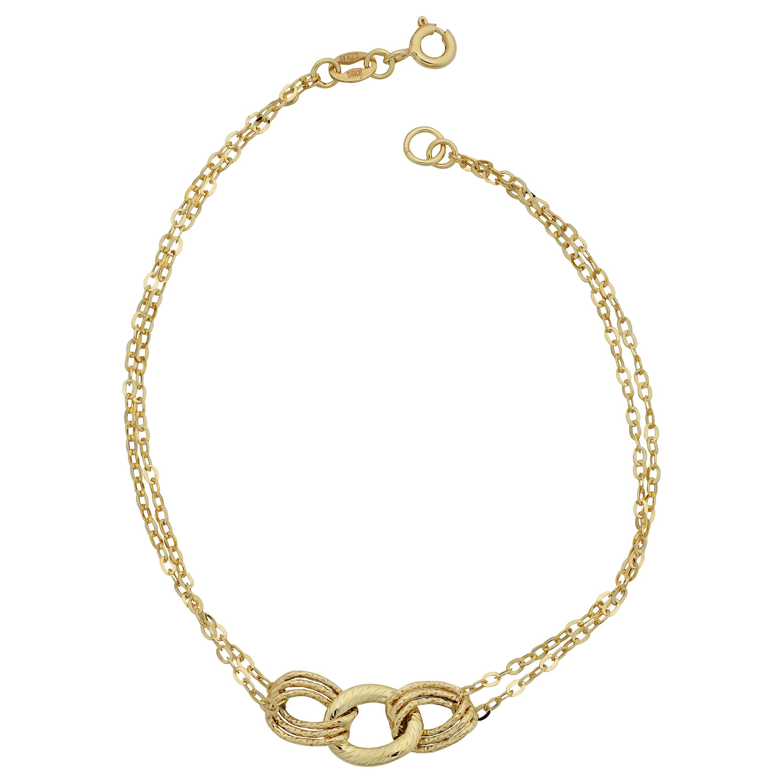 Double Row Braided Rope Chain Bracelet in 10K Gold - 7.5