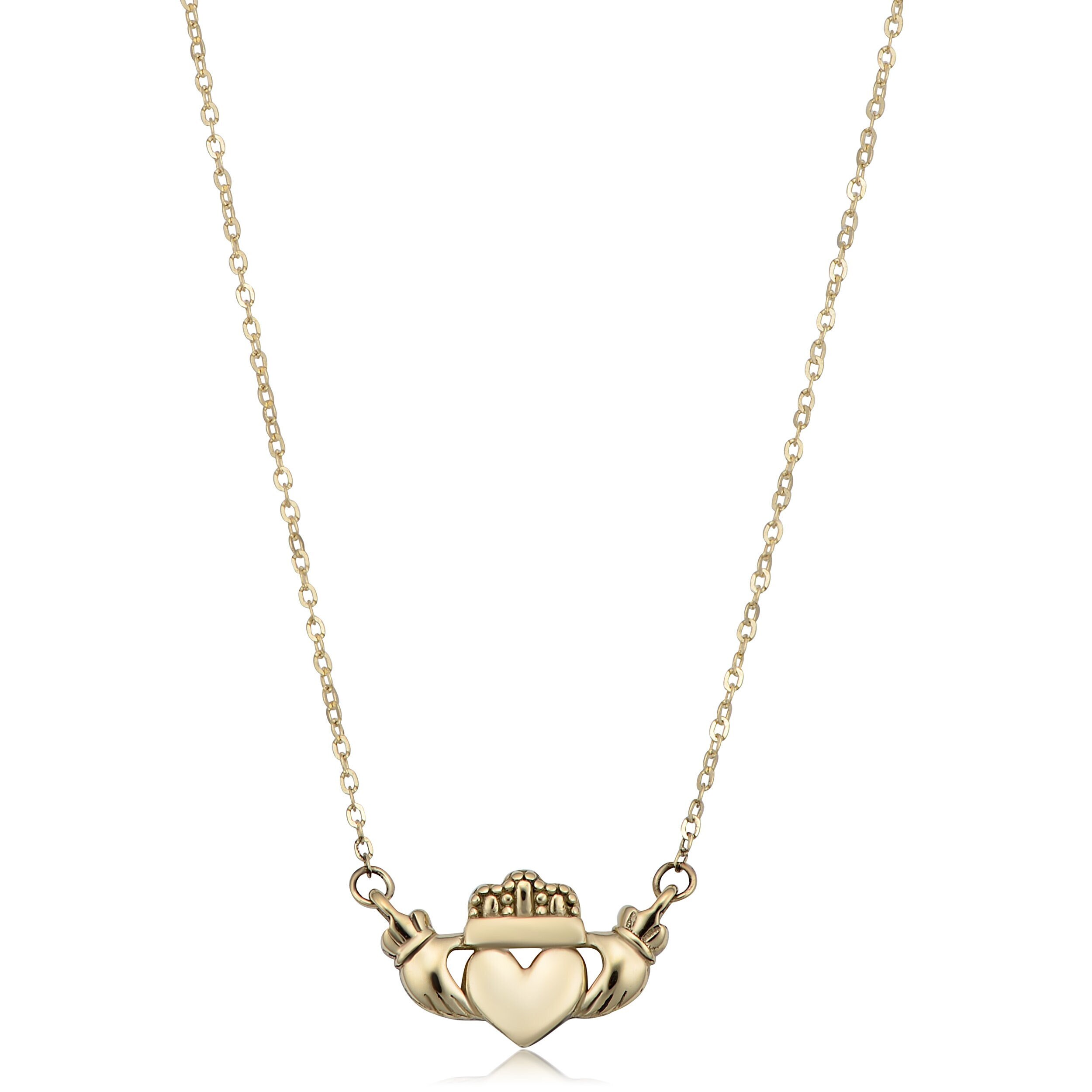 14k Yellow Gold Claddagh Necklace adjusts to 16 or 18 - Etsy
