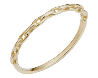 14k Yellow Gold Oval Link Ring