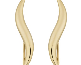 10k Yellow Gold High Polish Wave Climber Earrings