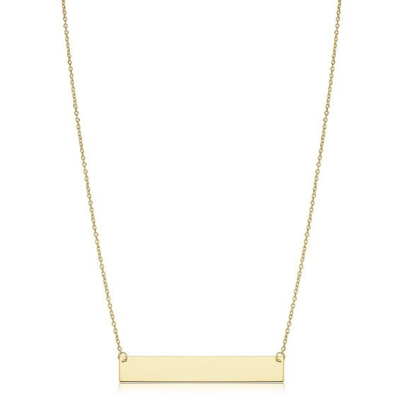 10k Yellow Gold 1.5 Polished Bar Necklace 18 Inch Etsy