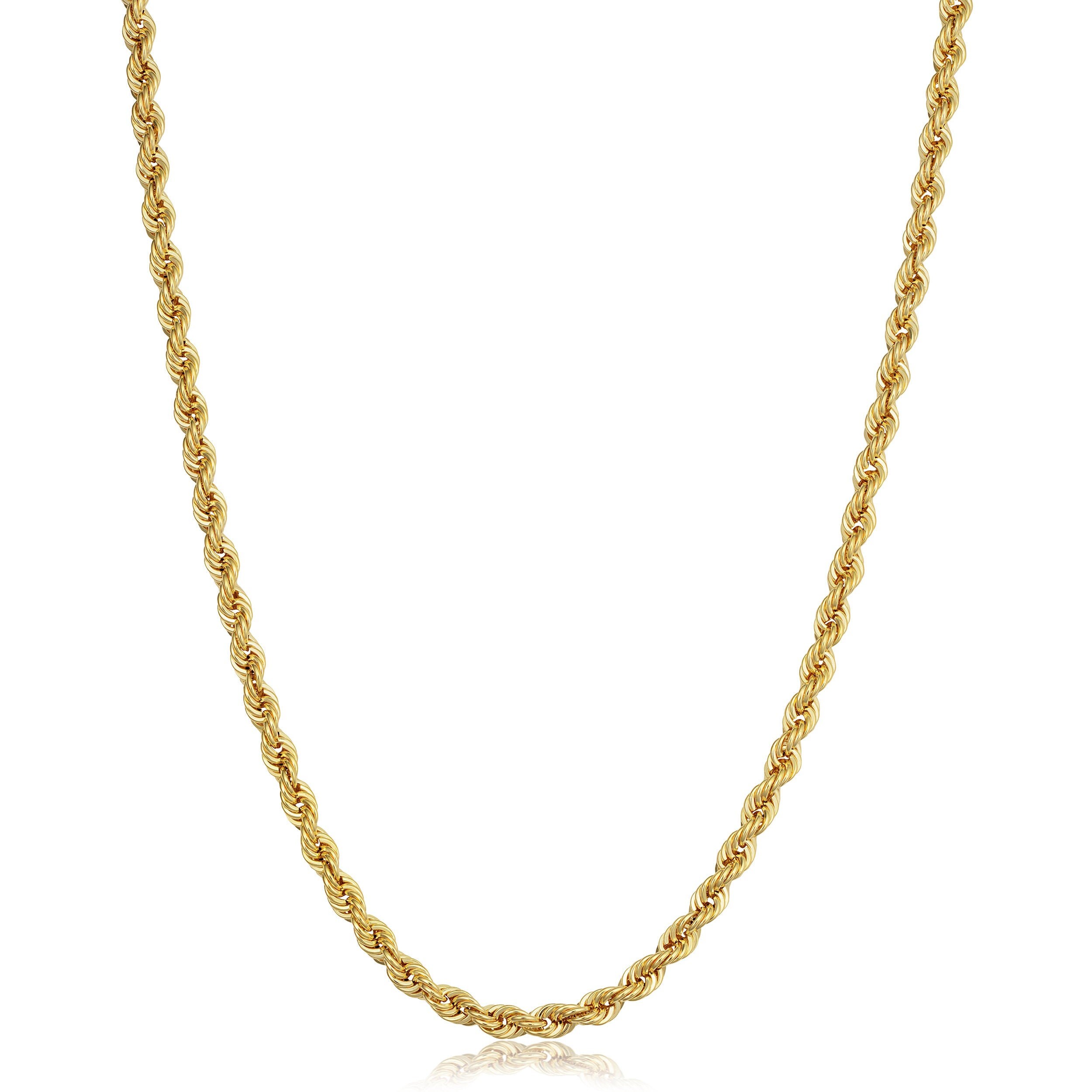 Men's or Women's 10k Yellow Gold 3.2 Mm Rope Chain Necklace 16, 18
