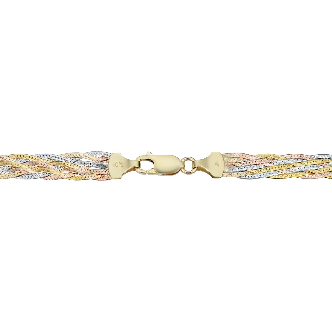 10k Tricolor Gold Braided Herringbone Bracelet 7.3mm 7.5 Etsy
