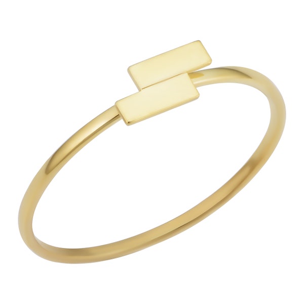 14k Yellow Gold Double Bar Ring | Minimalist Jewelry for Women