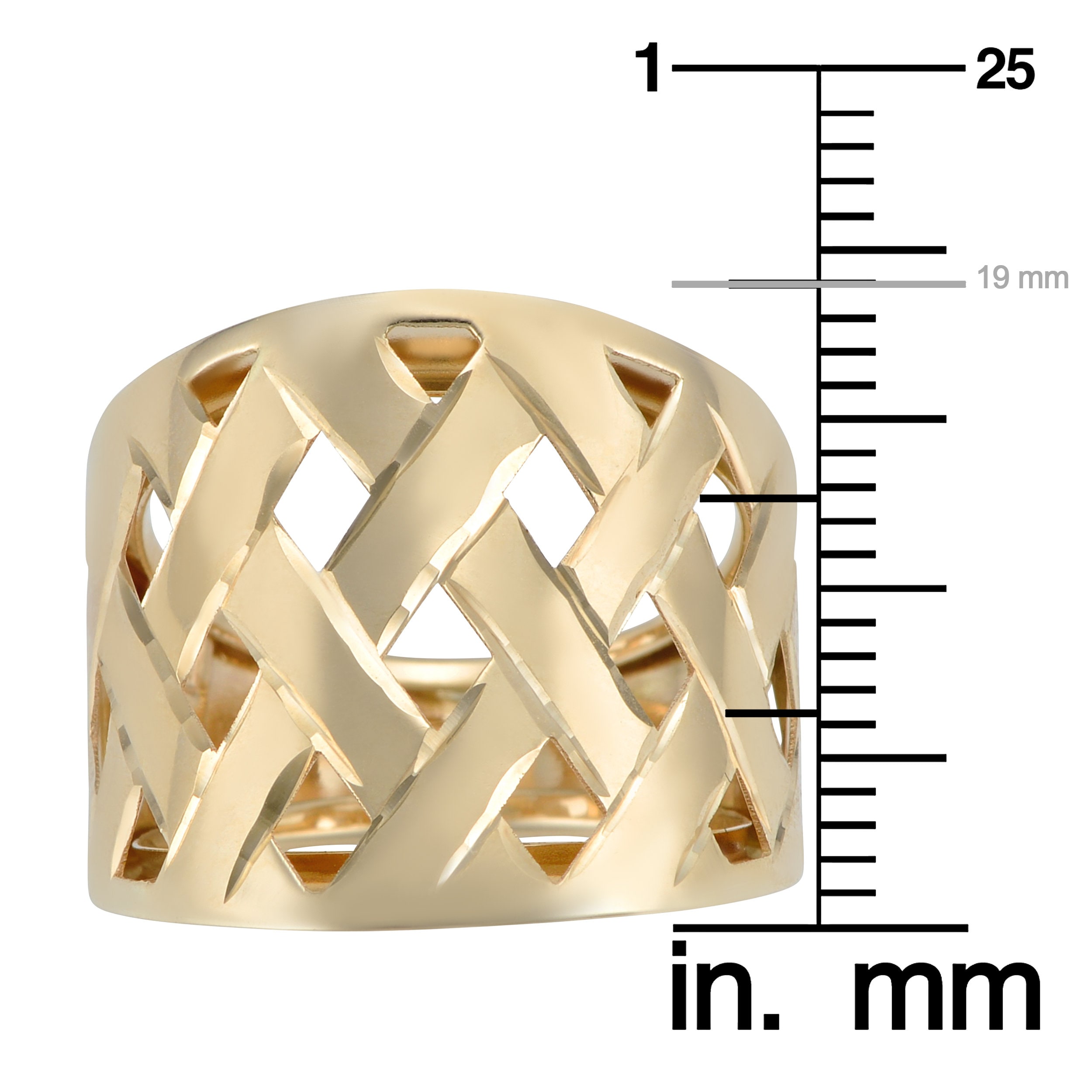 14k Yellow Gold High Polish Lattice Ring 19 Mm Wide Etsy