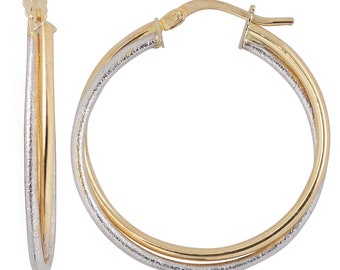 10k Two-Tone Gold Overlapping Hoop Earrings