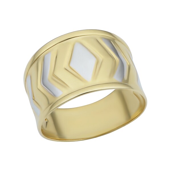 10k Two-tone Gold Polished Chevron Band Ring (size 6, 8. 9 or 10)