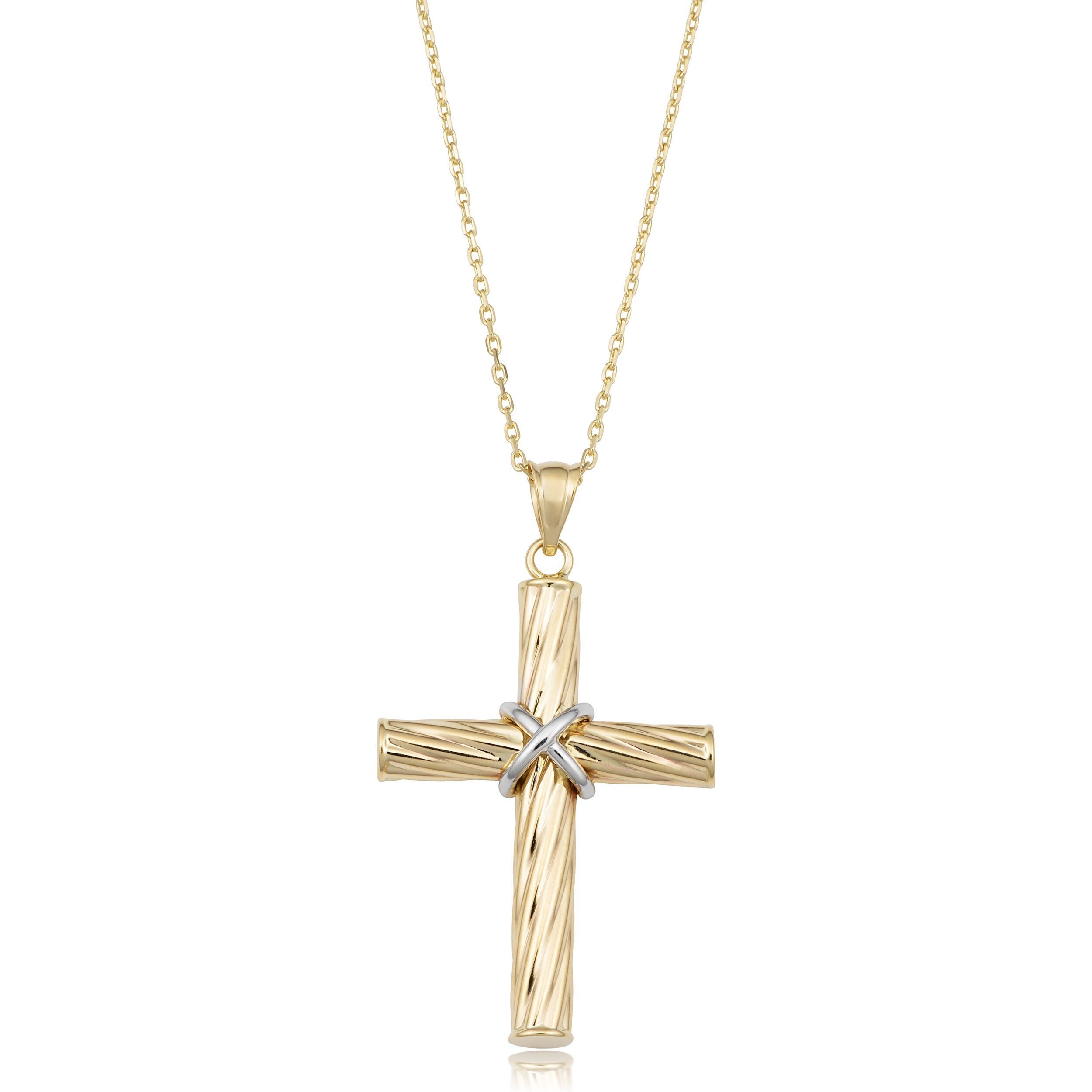 14k Two-tone Gold Cross Necklace 18 Inch - Etsy