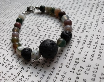 Lava Stone and Jasper Aromatherapy Bracelet