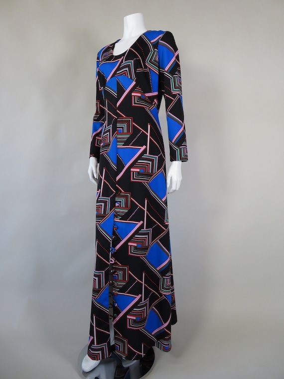 1970s Psychedelic Print Maxi Dress