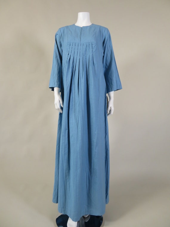 Vicky Vaughn Blue Cotton Kaftan Style Dress | c. 1