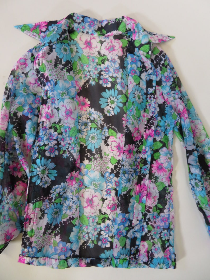 Floral Semi Sheer Button-Up Blouse c.1970s