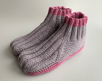 Pantoufles de maison Pantoufle Bottes de maison Chaussures de maison Chaussettes de maison Femmes Chaussettes de maison 38-39 US 7.5-8.5 Royaume-Uni 5-6 Tricotées à la main pour adultes