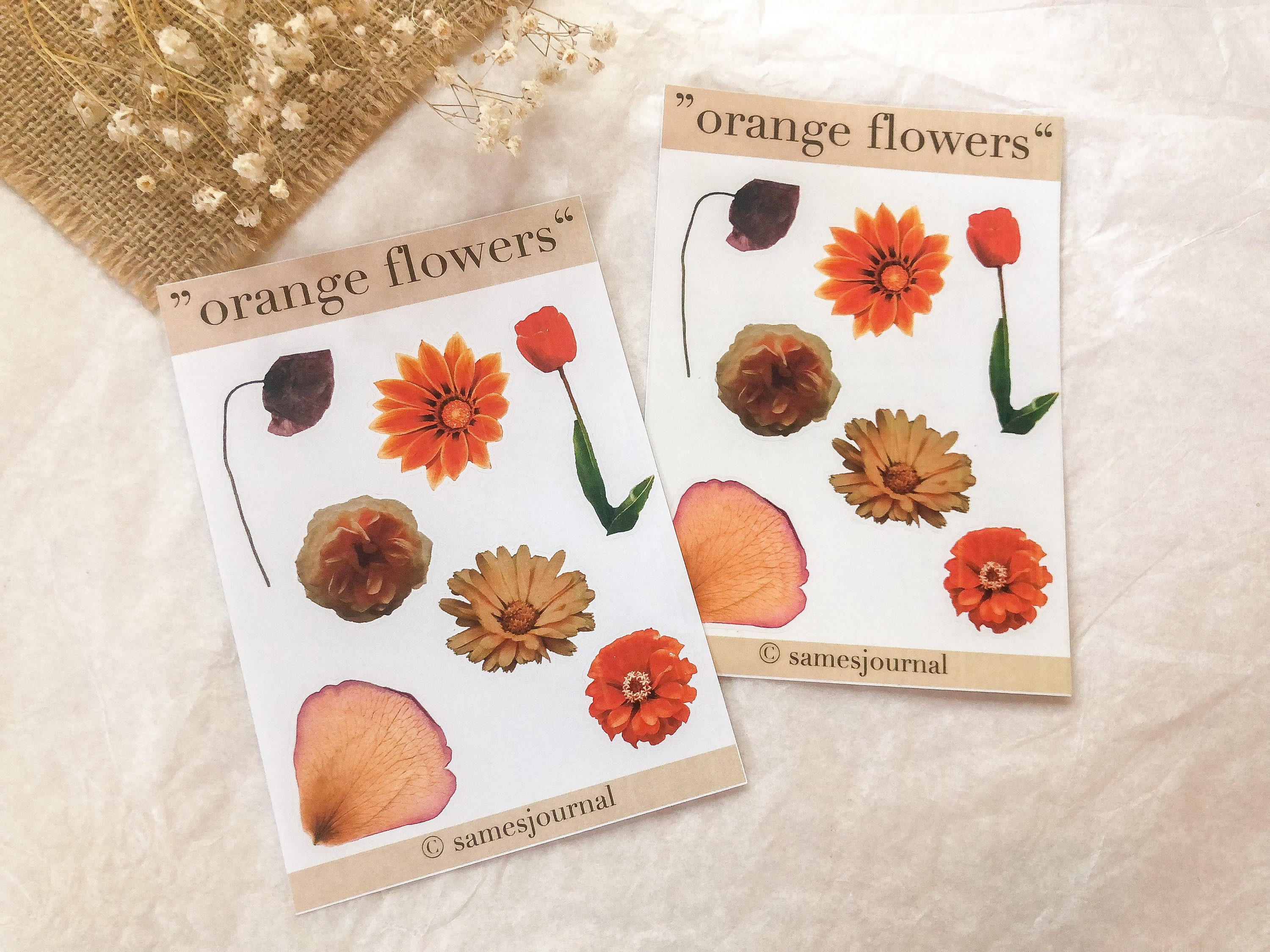 Flowers Sticker Orange Transparent Stickers Flowers - Etsy UK